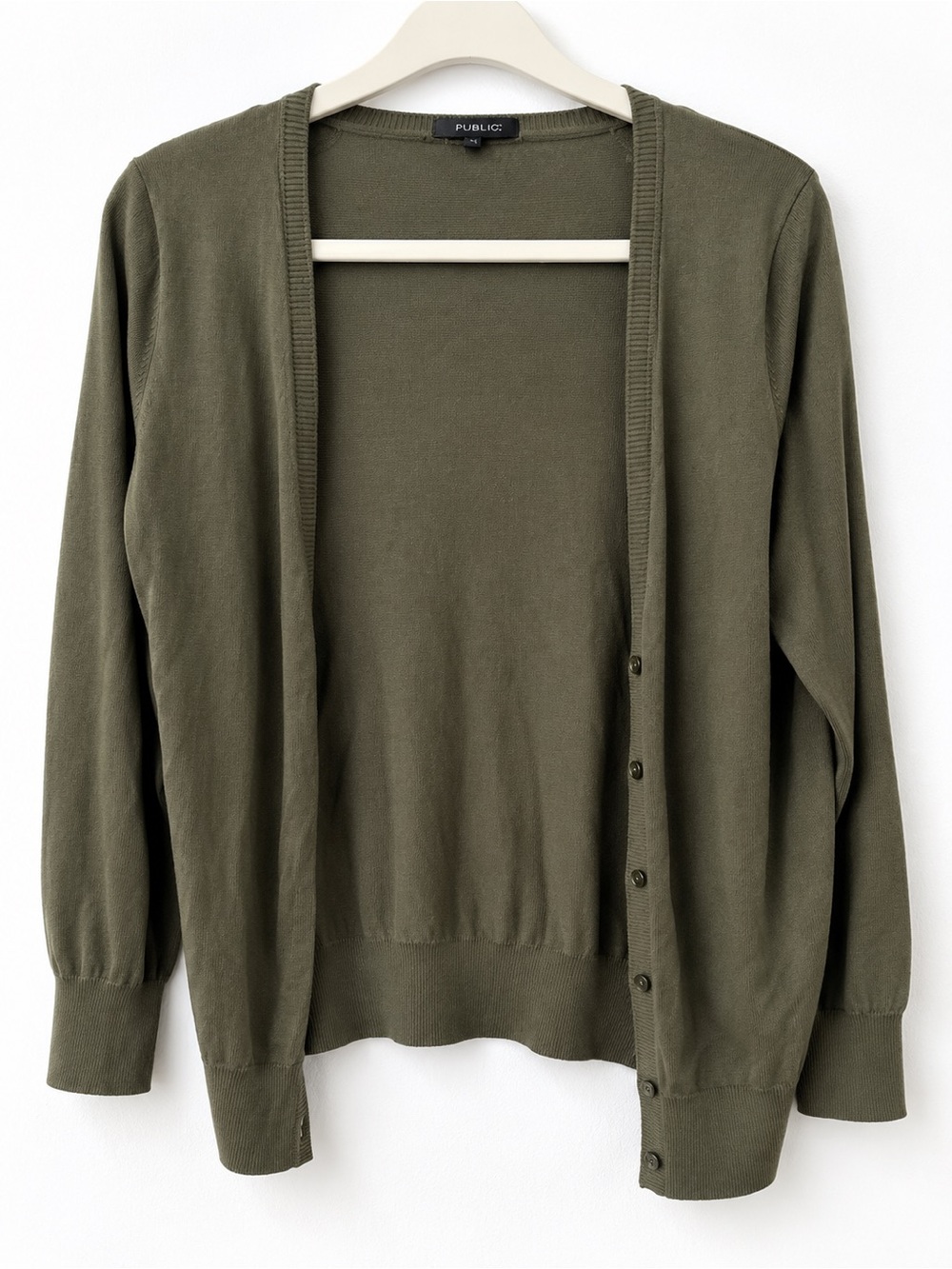 Banana Republic Olive Green Button-Front Women's Cardigan 11